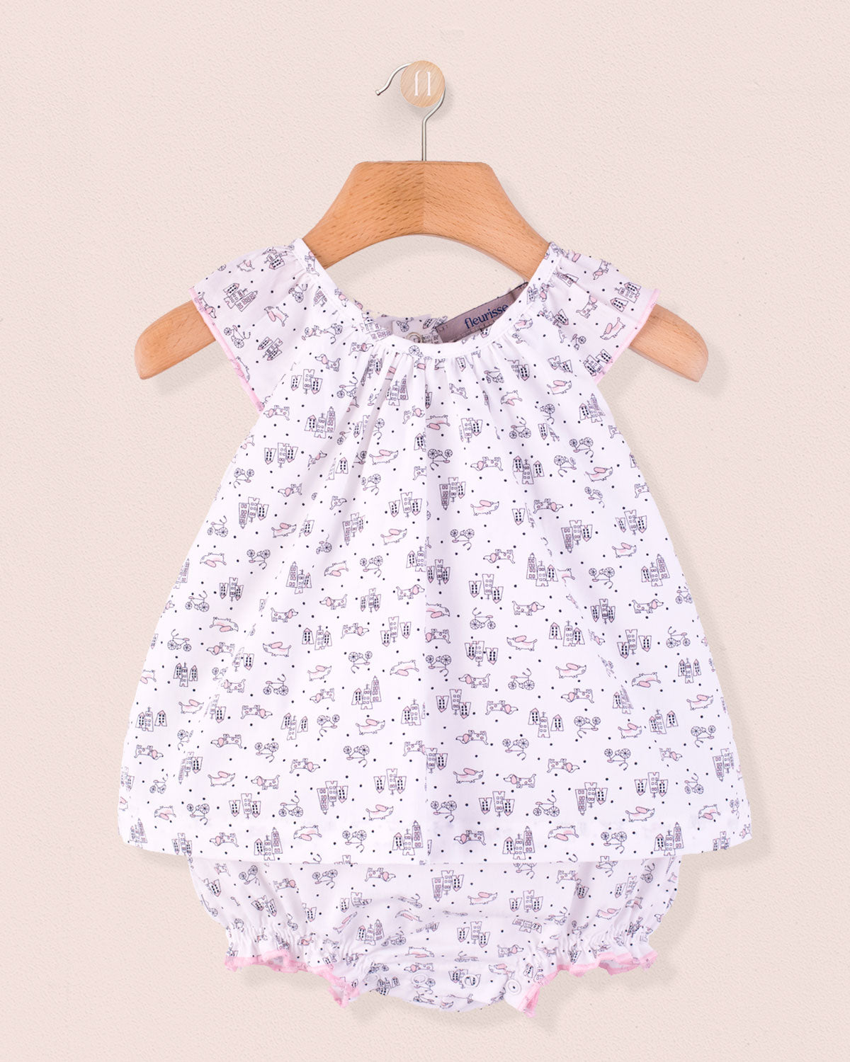 Chloe Mini Doggies Pink Romper
